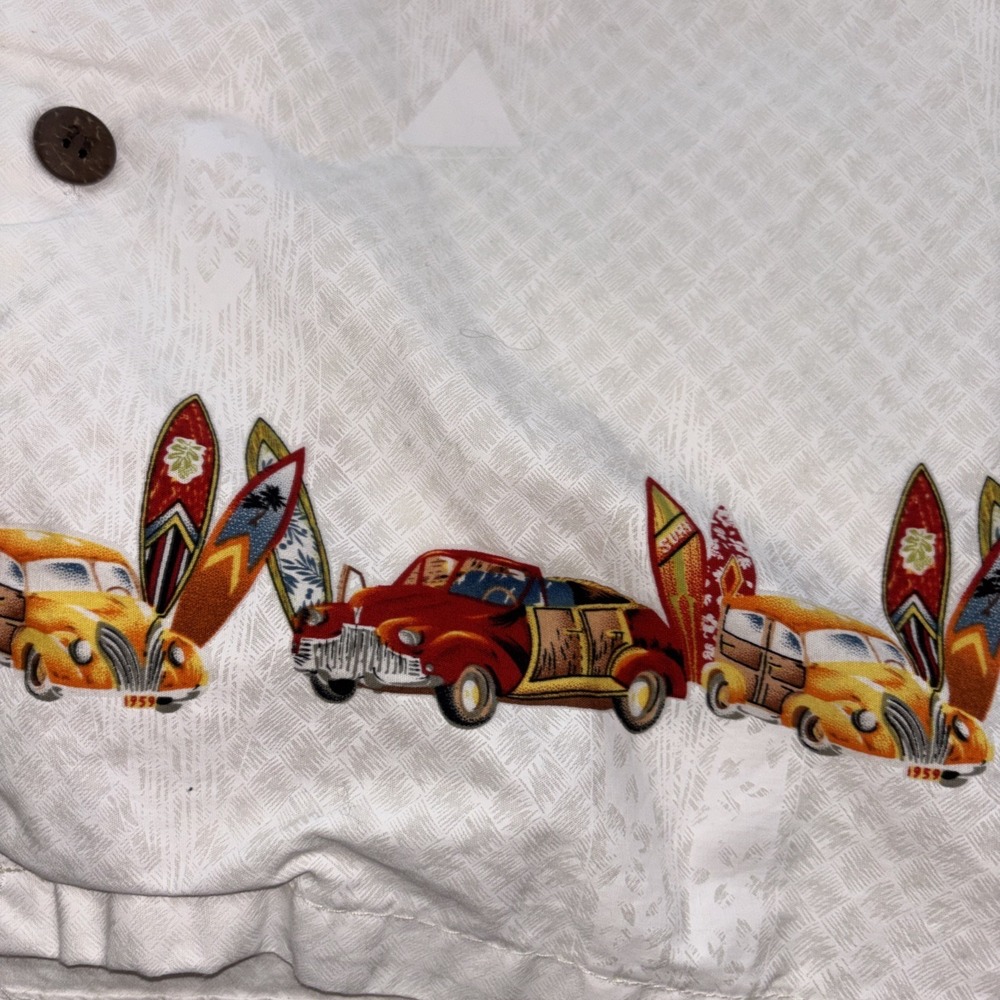 Palmwave Hawaiian Shirt Mens Size L Cotton Surf‎ Boards Palm Trees Quirky - Picture 6 of 10